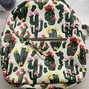Faux leather mini backpack w/ cactus design